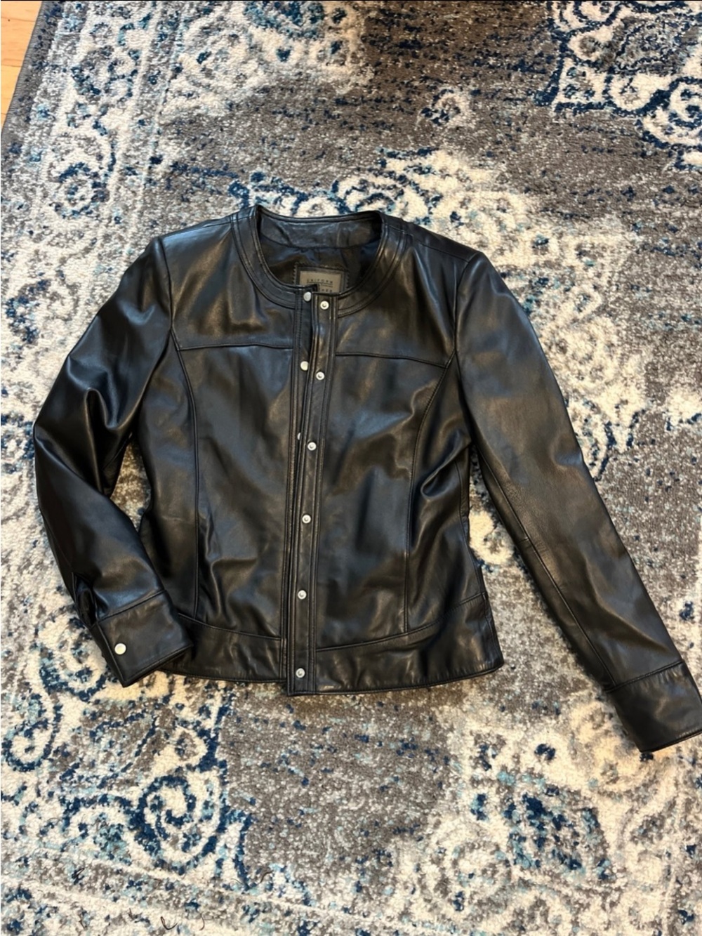 JohnPaulRichard Black Snap-Front Leather Jacket